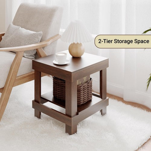 ODIKA Side Table, Craftsman End Table Wooden Nightstand with 2-Tier Storage Shelf for Home, Living Room, Bedroom ODIKA Side Table, Craftsman End Table Wooden Nightstand with 2-Tier Storage Shelf for Home, Living Room, Bedroom
